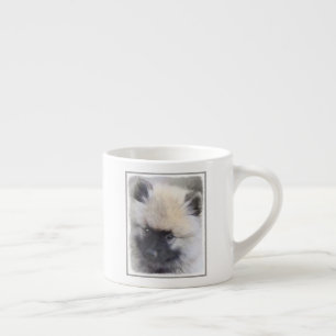 Keeshond Puppy Painting - Cute Original Dog Art Espresso Kop
