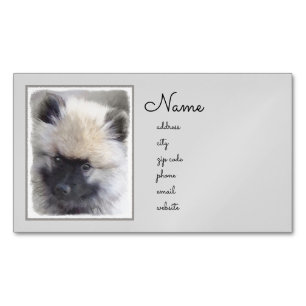 Keeshond Puppy Painting - Cute Original Dog Art Magnetisch Visitekaartje