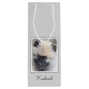 Keeshond Puppy Painting - Cute Original Dog Art Wijn Cadeautas