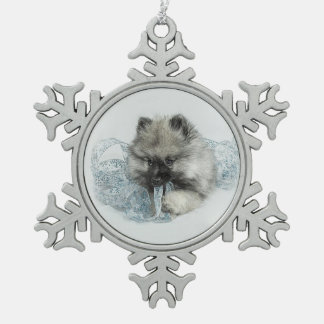 Keeshond Puppy Snowflake Ornament