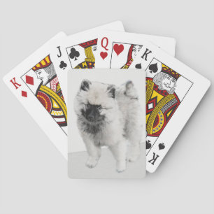 Keeshond Puppy Tekening - Cute Originele Hond Kuns Pokerkaarten