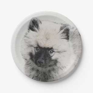 Keeshond Puppy Tekening - Mooie Originele Hond Kun Papieren Bordje