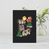 Keeshond Reindeer Kersthond Riding Santa Kerstmis Kaart (Staand voorkant)