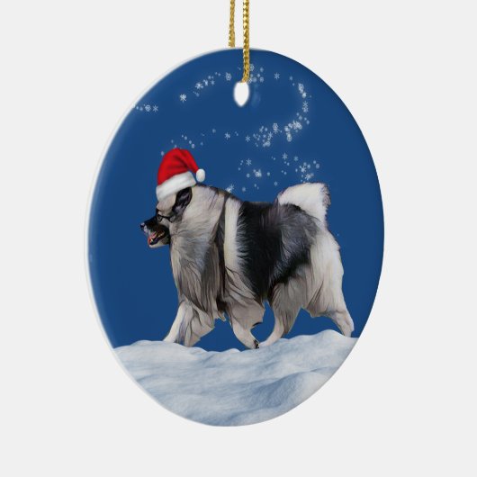 Keeshond Santa Kerstmis Keramisch Ornament (Rechts)