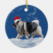 Keeshond Santa Kerstmis Keramisch Ornament (Voorkant)