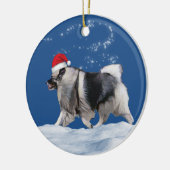 Keeshond Santa Kerstmis Keramisch Ornament (Links)