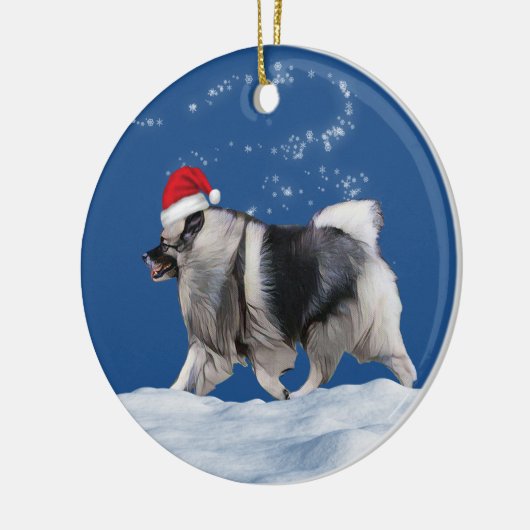 Keeshond Santa Kerstmis Keramisch Ornament (Links)