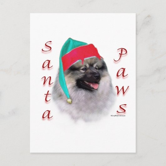 Keeshond Santa Paws Feestdagenkaart (Voorkant)