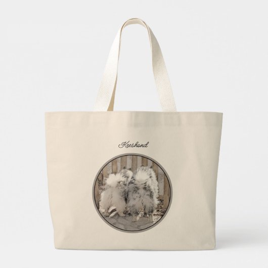 Keeshond Schilderen Butts At The Gate Schattigee D Grote Tote Bag (Achterkant)