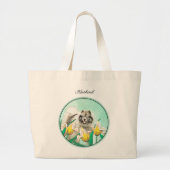 Keeshond Schilderen in Tulpen Schattigee Originele Grote Tote Bag (Voorkant)
