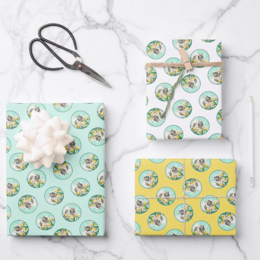 Keeshond Schilderen in Tulpen Schattigee Originele Inpakpapier Vel (Voorkant)