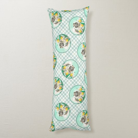 Keeshond Schilderen in Tulpen Schattigee Originele Lichaamskussen (Achterkant (Verticaal))