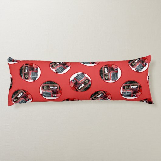 Keeshond Schilderen Kerst Oude Rode Truck Dog Art Lichaamskussen (Achterkant)