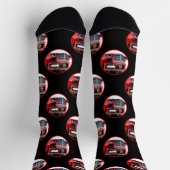 Keeshond Schilderen Kerst Oude Rode Truck Dog Art Sokken (Top)