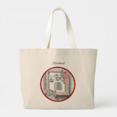 Keeshond Schilderen Kerstmis Winter Window Dog Art Grote Tote Bag (Achterkant)