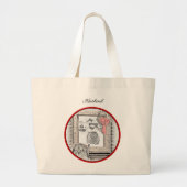 Keeshond Schilderen Kerstmis Winter Window Dog Art Grote Tote Bag (Voorkant)