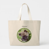 Keeshond Schilderen Puppy in de tuin Originele Kun Grote Tote Bag (Achterkant)