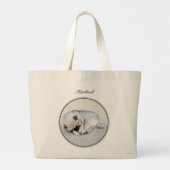 Keeshond Schilderen Slaappuppy Originele hondenkun Grote Tote Bag (Achterkant)