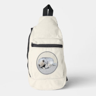Keeshond Schilderen Slaappuppy Originele hondenkun Sling Bag