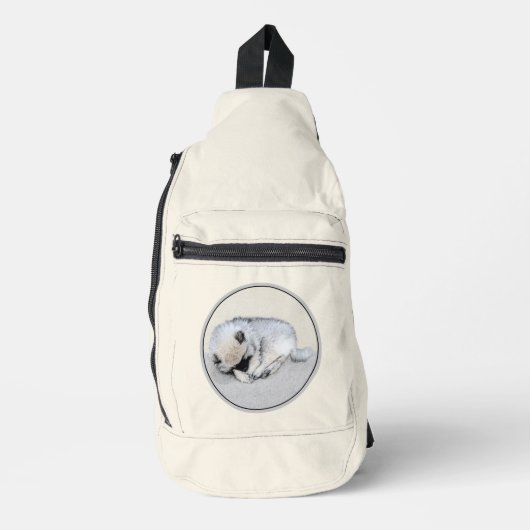 Keeshond Schilderen Slaappuppy Originele hondenkun Sling Bag (Voorkant)