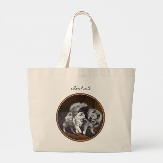 Keeshond Schilderen Speeltijd Schattigee Originele Grote Tote Bag (Achterkant)