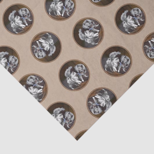 Keeshond Schilderen Speeltijd Schattigee Originele Tissuepapier (Detail)