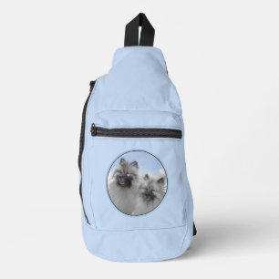 Keeshond Schilderij 2 Keeshonden Originele Honden  Sling Bag