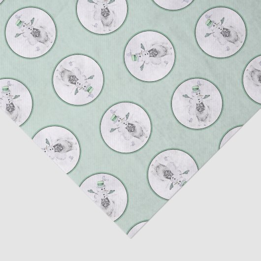 Keeshond Schilderij Kerst Sneeuwman Huisdier Hond Tissuepapier (Detail)