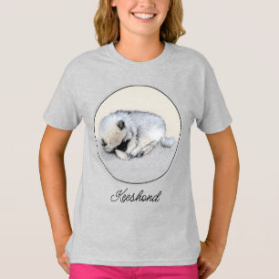 Keeshond Slaande Puppy Schilderij Originele Hond K T-shirt