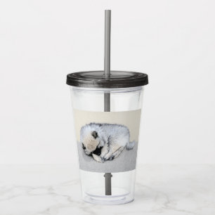 Keeshond Sleeping Puppy Painting Acryl Drinkbeker