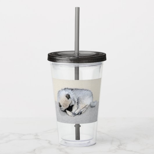 Keeshond Sleeping Puppy Painting Acryl Drinkbeker (Voorkant)