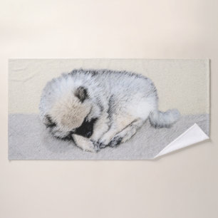 Keeshond Sleeping Puppy Painting Bad Handdoek