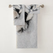 Keeshond Sleeping Puppy Painting Bad Handdoek (Insitu)