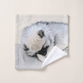 Keeshond Sleeping Puppy Painting Bad Handdoek (Wasdoekje)
