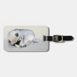Keeshond Sleeping Puppy Painting Bagagelabel