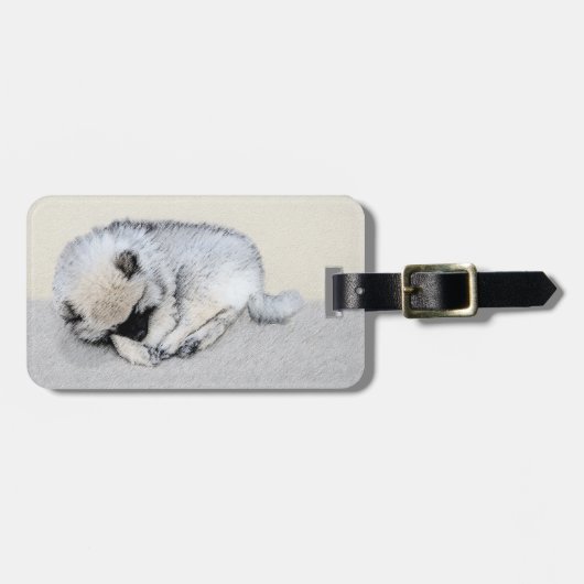 Keeshond Sleeping Puppy Painting Bagagelabel (Voorkant horizontaal)
