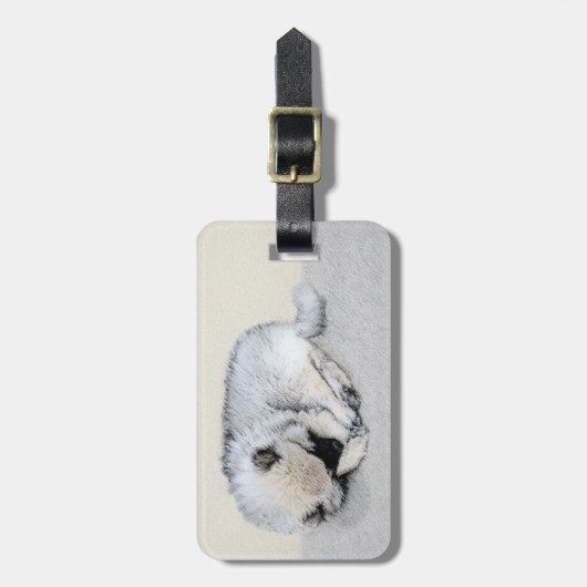 Keeshond Sleeping Puppy Painting Bagagelabel (Voorkant verticaal)