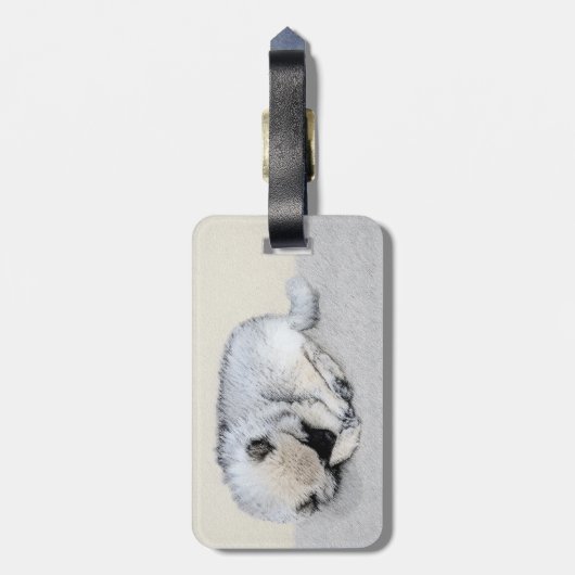 Keeshond Sleeping Puppy Painting Bagagelabel (Achterkant verticaal)