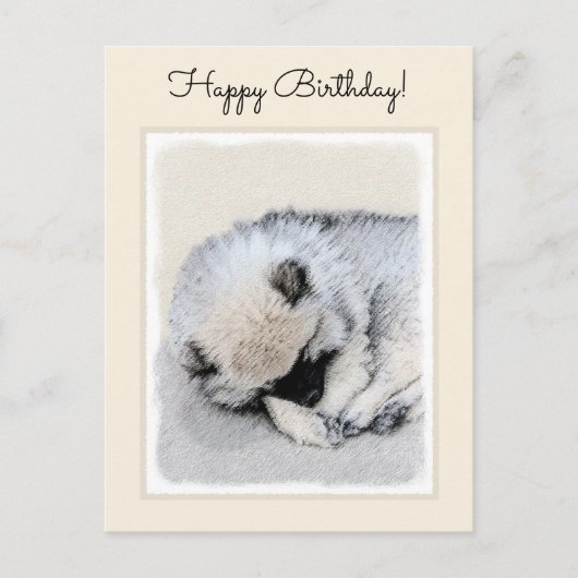 Keeshond Sleeping Puppy Painting Briefkaart (Voorkant)