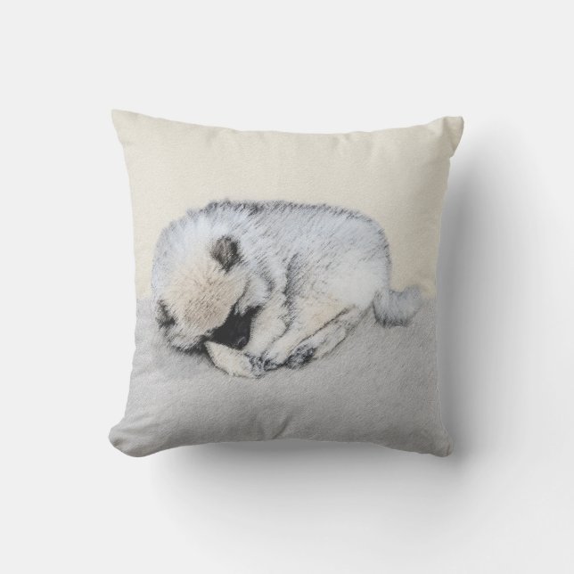 Keeshond Sleeping Puppy Painting Buitenkussen (Voorkant)