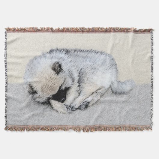 Keeshond Sleeping Puppy Painting Deken (Voorkant)
