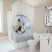 Keeshond Sleeping Puppy Painting Douchegordijn (In situ)