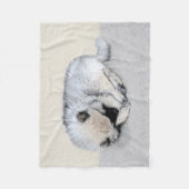Keeshond Sleeping Puppy Painting Fleece Deken (Voorkant)