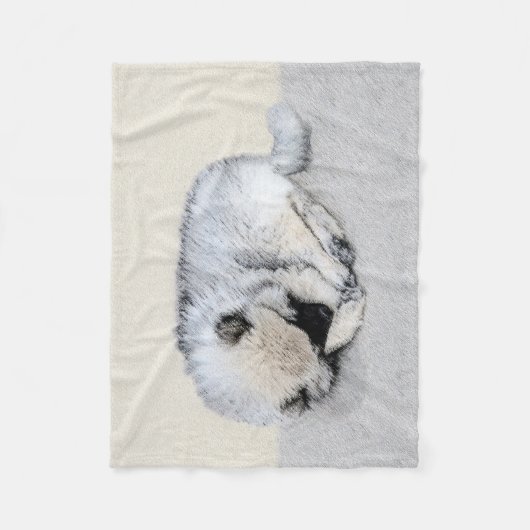 Keeshond Sleeping Puppy Painting Fleece Deken (Voorkant)