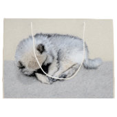Keeshond Sleeping Puppy Painting Groot Cadeauzakje (Achterkant)