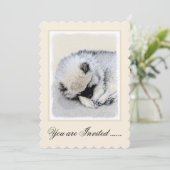 Keeshond Sleeping Puppy Painting Kaart (Staand voorkant)