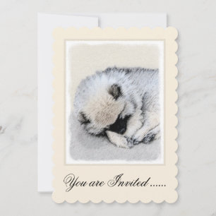 Keeshond Sleeping Puppy Painting Kaart