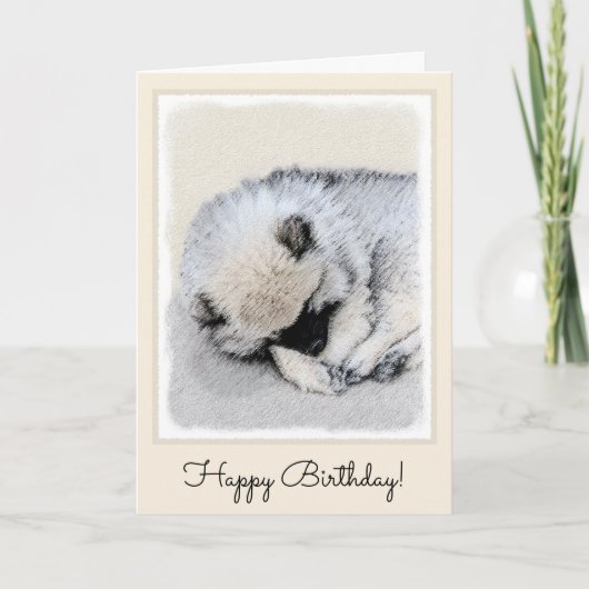 Keeshond Sleeping Puppy Painting Kaart (Voorkant)