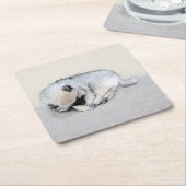 Keeshond Sleeping Puppy Painting Kartonnen Onderzetters (Schuin)
