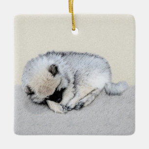 Keeshond Sleeping Puppy Painting Keramisch Ornament
